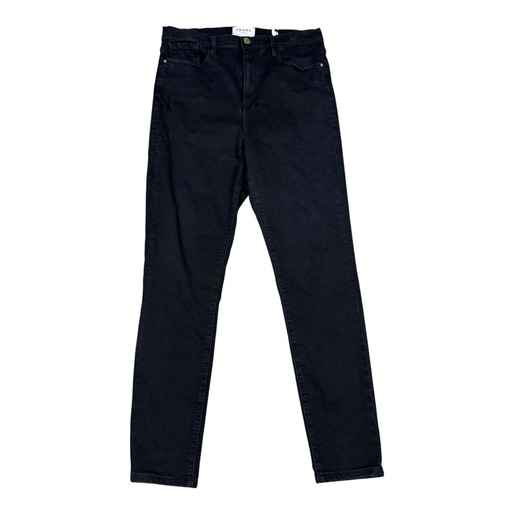 FRAME Ali High Rise Black Cotton Blend Skinny Jeans Women's 32 (Fits 30x27.25)